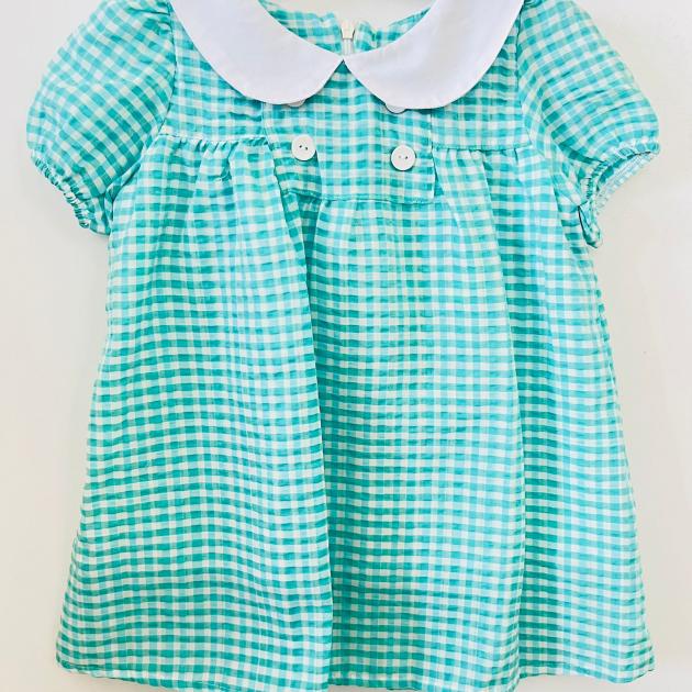 Turkuaz bebek yaka elbise